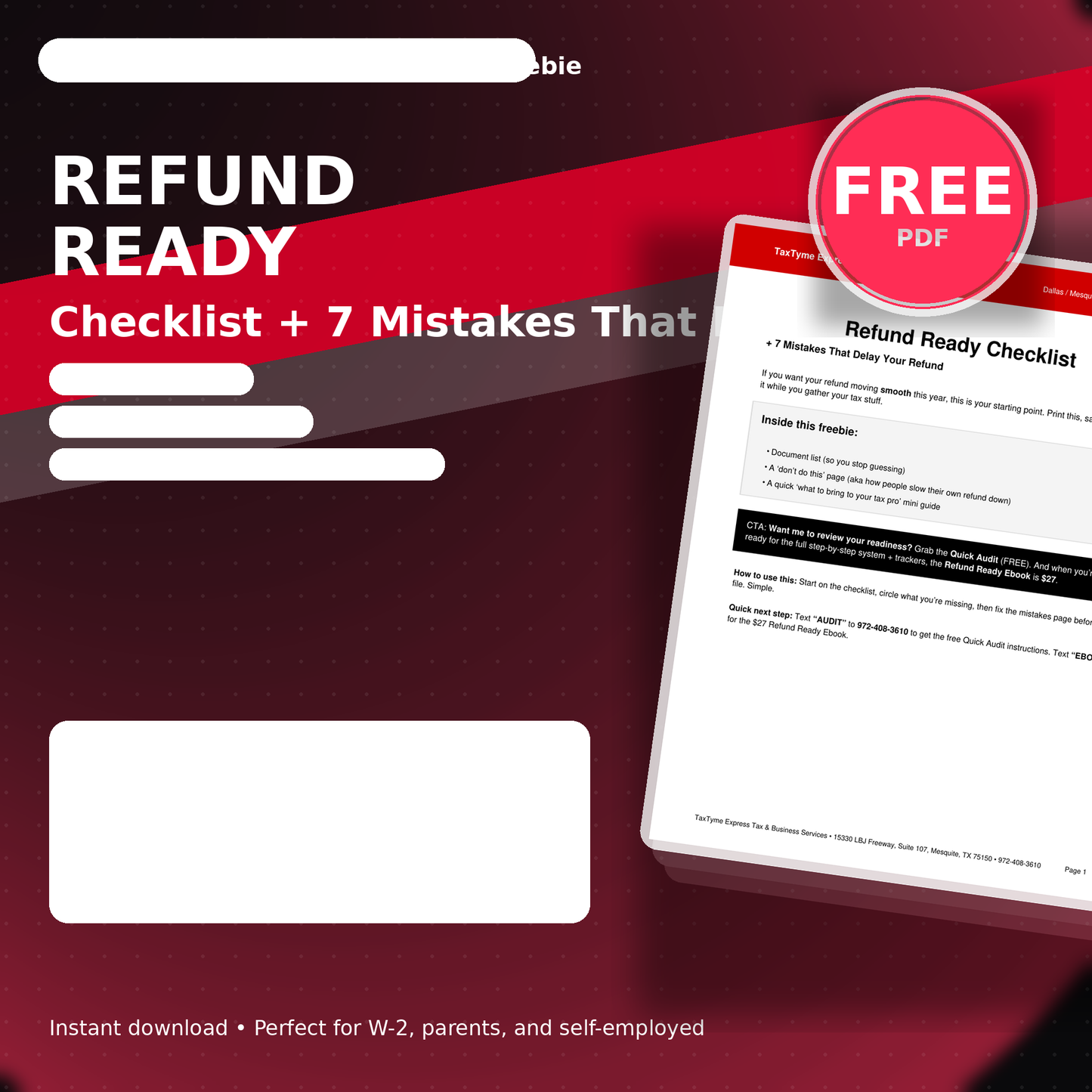 Refund Ready Checklist (FREE) + 7 Mistakes That Delay Your Refund